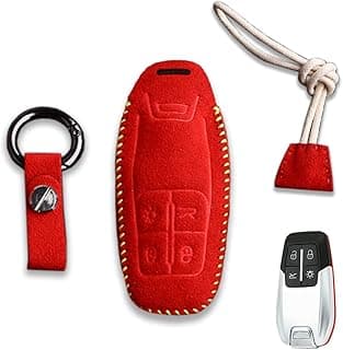 Alcantara Handmade Leather Car Key Fob Case Cover for Ferrari 458 588 488GTB LaFerrari With Key Chain image