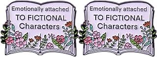 Book Lover Enamel Pin, Character Brooch, Emotionally Attached Fictional Characters image