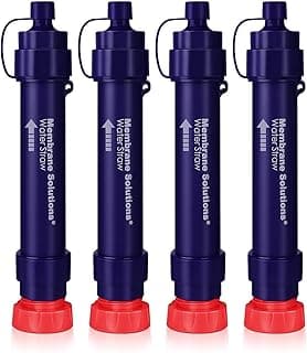 Membrane Solutions Water Filter Straw WS02, Detachable 4-Stage 0.1-Micron Portable Water Filter Camping, 5,000L Water Purifier Survival Gear and Equipment for Hiking Camping Travel and Emergency image