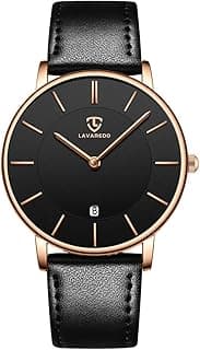 Watch, Mens Watch, Minimalist Fashion Simple Wrist Watch Analog Date with Leather Strap
