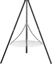 55-inch Steel Tripod Campfire Grill Set - Portable BBQ Grate with Stand for Outdoor Cooking Camping Fire Pit image