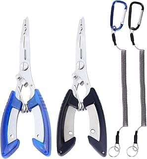Fishing Pliers Long Nose Hook Remover 2 Multi-function Scissors Braid Cutters Lightweight Stainless Steel Fishing Tools Split Ring Opener Fish Gripper Gear Accessories image