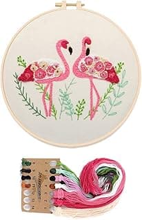 YANCAIYUNL Embroidery Kit for Beginners Flamingo Cross Stitch Embroidery Starter Kit DIY Handmade Needlework for Adults Beginner Tool Kit image