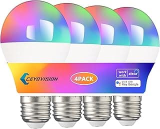 Smart Light Bulbs, 16M Colors RGBW, Dimmable, Compatible with Alexa and Google Home, 60W Equivalent, 850LM CRI>90, 2.4GHz WiFi only, No Hub Required,E26,2700K-6500K (4) image