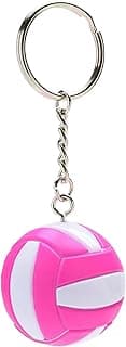 Tandem Sport Volleyball Key Chain - Mini Volleyball On Key Ring - Pink and White Volleyball Keychain for Backpacks, Gym Bags, Purses - Volleyball Themed Party Supplies - Gift for Volleyball Players image