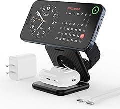 X40 Plus 3-in-1 Foldable Magnetic Wireless Charger, Portable Wireless Charging Station for Apple Devices, 15W Fast Charging Stand for iPhone 15 14 13 12 Pro Max & Apple Watch, AirPods image