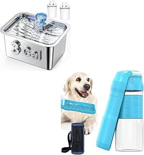3 Gallon Extra Large Pet Water Fountain with 2 Filters +35 OZ Dog Water Bottle for Large Dogs Water Dispenser Dog Water Bowl Dog Accessories for Outdoor Walking and Hiking image