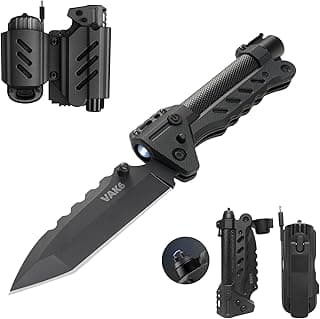 VIPERADE VAK6 Survival Multitool with Folding Knife, LED Flashlight, Pulse Ignition and Hand Crank Generator, Camping Multitool Knife Rechargeable Flashlight with Belt Sheath (Black)