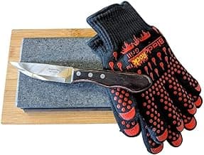 Black Rock Grill Steak Stone Cooking Experience - Premium Gift Set with Steak Knife, and Protective Gloves image