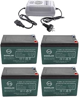 4PCS 6-DZM-12 12V 12Ah AGM Rechargeable Battery with Charger for Electric Go Kart ATV Scooter Golf Cart 5.91"(L) x 3.94"(W) x 3.82"(H) image