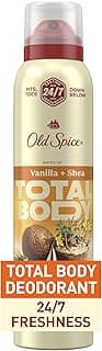 Old Spice Whole Body Deodorant Spray for Men, Aluminum Free, Vanilla + Shea Scent, 24/7 Odor Protection, 24/7 Lasting Freshness, Dermatologist Tested, Gentle on Skin, Safe to Use All Over, 3.5 oz