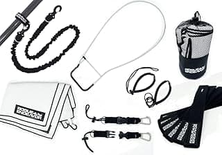 Kayak Fishing Essentials 15-Piece Kit- includes Paddle Leash, XL Stringer, Paddle Keeper, Gear Clip, Microfiber Bait Towel Set, Wrist Lanyards & Rod Wraps image