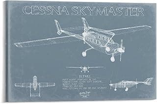 SLKJHAJ Aircraft Blueprint Poster Canvas Wall Art Cessna 337 Skymaster Aircraft Posters For Room Aesthetic And Decor Pictures For Living Room Bedroom Decor 20x30inch(50x75cm) image