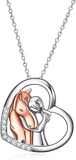 Horse Pendant Necklace Jewelry 925 Sterling Silver Women Embrace Horse Gift For Women image