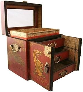 Vintage Chinese Jewelry Keepsake box W. Leather Surface by MZO image