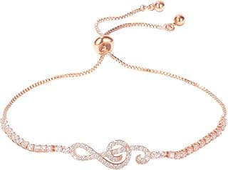 Rose Gold Plated Bracelet for Women Musical Note Bracelets Music Lover Jewelry Gift image