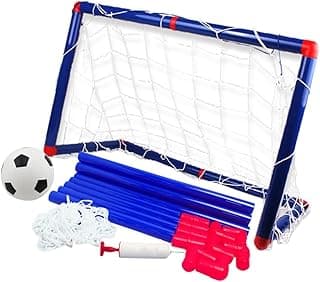 1Set Outdoor Soccer Goal Net DIY Football Plaything Kit with Inflator Height Includes Soccer Goal Football and Tubes for Training Games Blue image
