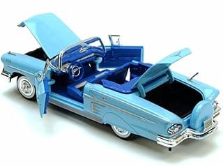 1958 Chevrolet Impala Convertible, Blue - Motormax Premium American 73267 - 1/24 Scale Diecast Model Car, unisex-children image