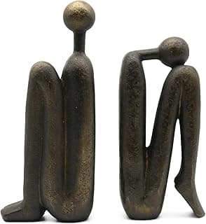 Lukitas Thinker Decorative Bookends, Book Stopper Holder Nonskid, Book Ends for Shelves Living Room Office Home Decor, Resin, 1Pair/2Piece 9'' image