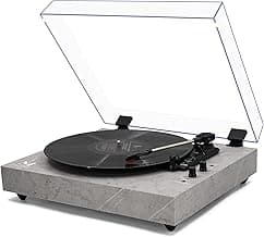 Vintage 3-Speed Turntable Bluetooth Input Record Player Vinyl Record Player with Twin Built-in Stereo Speakers,Auto Stop,RCA Output,Acrylic Dust Cover,Gray Mable image