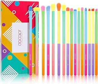 Docolor Eye Makeup Brushes 16pcs Colorful Eyeshadow Makeup Brush Set Professtional Eyeshadow Brushes with Soft Synthetic Hairs & Real Wood Handle for Eyeshadow, Eyebrow, Eyeliner, Blending image