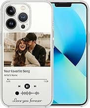 Personalized Phone Case with Photo Picture Custom Phone Cases Transparent Music Plaque Player Song Phone Cover Compatible with iPhone 15 14 13 12 11 XR X XS 8 7 Plus Mini Pro Max image