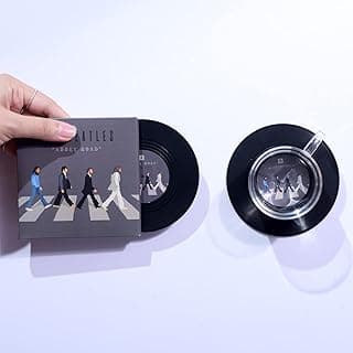 Mini Vinyl Record Coasters - Set of 2 Cool Music Coasters with Designed Album Cover Decorations - Housewarming Gift for Music Lovers (CS021) image