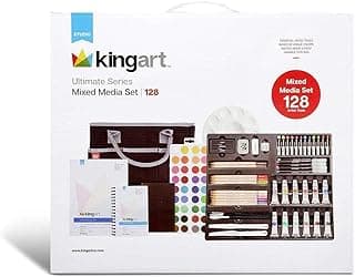 KINGART 150 Ultimate Series 128 Pc. MIXED MEDIA ART SET includes Paints, Markers, Color Pencils and Paper Pads in a Black Travel Tote Bag, Beginner to Professional, Great Gift, 128 Pc.