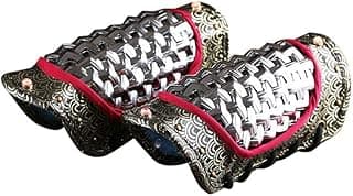 Leather Gauntlets for Men Tactical Samurai Armor, Armor Flying Fish Clothing Arm Guard (Silver)