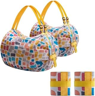 2-Pcs Reusable Grocery Bags with Handles Foldable Washable Shopping Bags Waterproof Large Capacity Shopping Tote Bag image