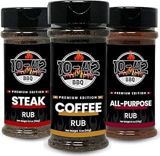 10-42 Steak Seasoning Gift Set - 3 Premium Flavors : All Purpose, Steak, Coffee Rub | Gourmet Meat Seasoning Dry Rub | Barbecue Spices and Seasonings Variety Pack | Grill Gifts | 0 Calorie, No MSG