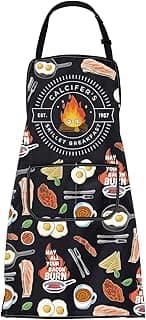 CMNIM Calcifer Apron Japanese Anime Gifts for Cartoon Lovers Fans Calcifer's Skillet Breakfast Apron Fire Demon Flame Gifts