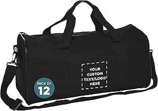 Custom Fitness Duffle Bags Set of 12, Personalized Bulk Pack - Great for Everyday Use, Perfect for Travellers, Athletes, Fitness Fanatics - Black