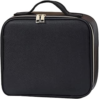 Travel Makeup Organizer Cosmetic Bag Makeup Bag with Led Lighted Mirror Zipper Closure Large Capacity Waterproof Travel Organizer Black image