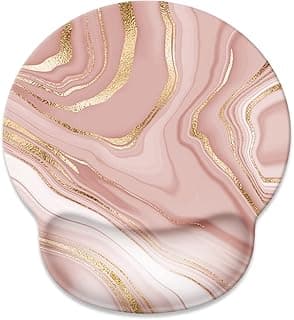 Mouse Pad with Wrist Rest Support,Cute Custom Gaming Made Non Slip Rubber Base Mousepad, Ergonomic Mouse Wrist Rest Pad Computer Laptop Mousepad (Pink Rose Gold) image