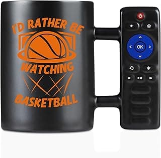 Basketball Gifts, Funny Basketball-themed Coffee Mug with Controller Handle, Novelty Gifts for Basketballetball Lovers, Players, Coaches, Fans, Dad - I'd Rather Be Watching Basketball 13.5oz/400ml image