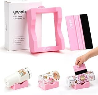 Silicone Cup Cradle, Cup Cradle for Tumblers with Felt Squeegee Use to Apply UV DTF Stickers/Apply Vinyl Stickers - Keep Tumblers in Place, Suitable for DIY Your Craft Gifts image