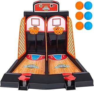 Desktop Mini Basketball Shooting Game for Two (9") Plastic. Tabletop Desk Games for Kids and Adults to Reduce Stress Fun Sport Hoop Set image
