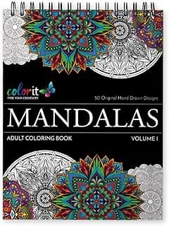 Mandala Coloring Book for Adults with Thick Artist Quality Paper, Hardback Covers, and Spiral Binding by ColorIt image