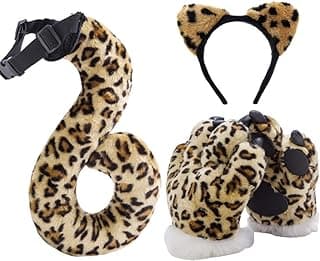 Fluffy Cosplay Costume Set Soft Plush Animals Ears Headband Tail Paws image