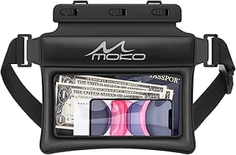 MoKo Waterproof Phone Pouch Fanny Pack, Floating Dry Bag for Swimming Kayaking Snorkeling, Compatible with iPhone 14 13 12 11 Pro Max X/Xr/Xs Max, Galaxy S21 Ultra/S9/Note 10 Plus image