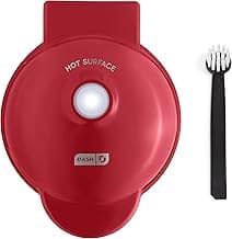 DASH Deluxe Mini Maker for Individual Waffles, Hash Browns, Keto Chaffles with Included Brush and Cord Wrap, and Easy to Clean Non-Stick Surfaces, 4 Inch, Apple Red image