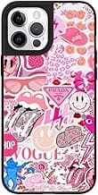 Preppy Phone Case for iPhone 15 14 13 12 11 Pro Max Plus Mini XR X XS 7 8 SE, Aesthetic Cute Pink Preppy Style Pattern Shock-Absorbent Protective iPhone Case for Women Girls Girly image
