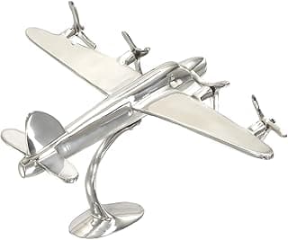 Deco 79 Aluminum Metal Airplane Decorative Sculpture Home Decor Statue, Accent Figurine 12" x 17" x 9", Silver image