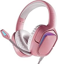 Black Shark Gaming Headset, Noise Cancelling Wired 3.5mm Gamer Headphones with Microphone, LED Light, Over Ear Soft Memory Earmuffs for PS4 PS5 PC Xbox One Switch image