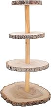 LOGOFUN Wooden Cake Display Stand 4 Tier Cupcake Stand Rustic Dessert Tower Wedding Cake Display Holder for for Parties Events Decorations (16-30cm) image