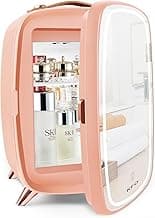 KFO Skincare Fridge Mini Fridge Skincare Mini Fridge,6 Liter/8 Cans 3 LED Mirror Light Mode,Skin Care Fridge Mini Skincare Fridge,Cosmetic Fridge Mini Fridge For Bedroom, For Makeup Storage (Pink) image