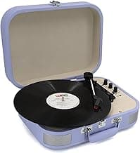 Vinyl Record Player, 3-Speed Belt-Drive Turntable with Stereo Speakers, USB Playback & Recording, Wireless BT Input & Output, Auto-Stop | Pitch Control | RCA | AUX-in | Headphone Jack | Lilac Purple
