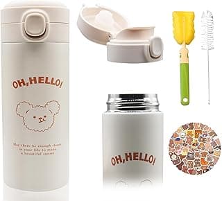 Kawaii Water Bottle, Vacuum Insulated Stainless Steel Anime Water Bottle with Stickers Cute Water Bottle for Hot or Cold Drinks 350ml image