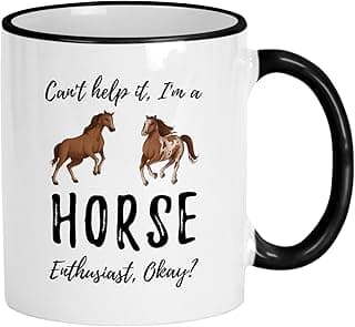 Casitika Horse Mug. 11 Oz Cute Horses Novelty Coffee Mugs. Farm & Cowboys Themed Gifts. Can't Help Animal Enthusiast Cool Cup. Gift Idea For Riding Men And Women. (Horses) image
